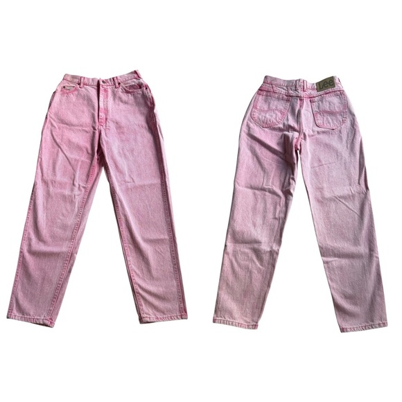 Vintage Lee Sport Pink Denim Jeans Size 12 Medium High Waist Preppy Barbie - Picture 8 of 8